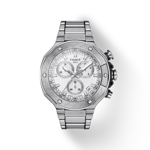 Vista frontal del reloj Tissot T-Race 45mm con sombra