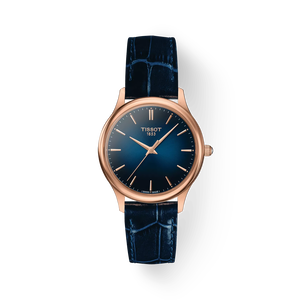 Front view of the watch Tissot Excellence Lady 18K Gold with shadow