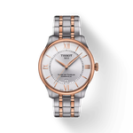 Front view of the watch Tissot Chemin des Tourelles Powermatic 80 39 mm with shadow