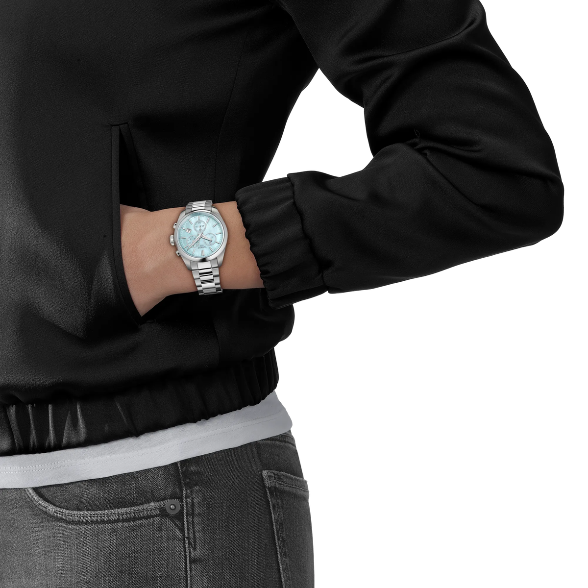 Женские часы Tissot PR 100 36 мм, цвет: Синий жемчужный — фото 3