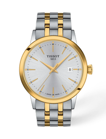 Front view of the watch Tissot Classic Dream 42mm with shadow