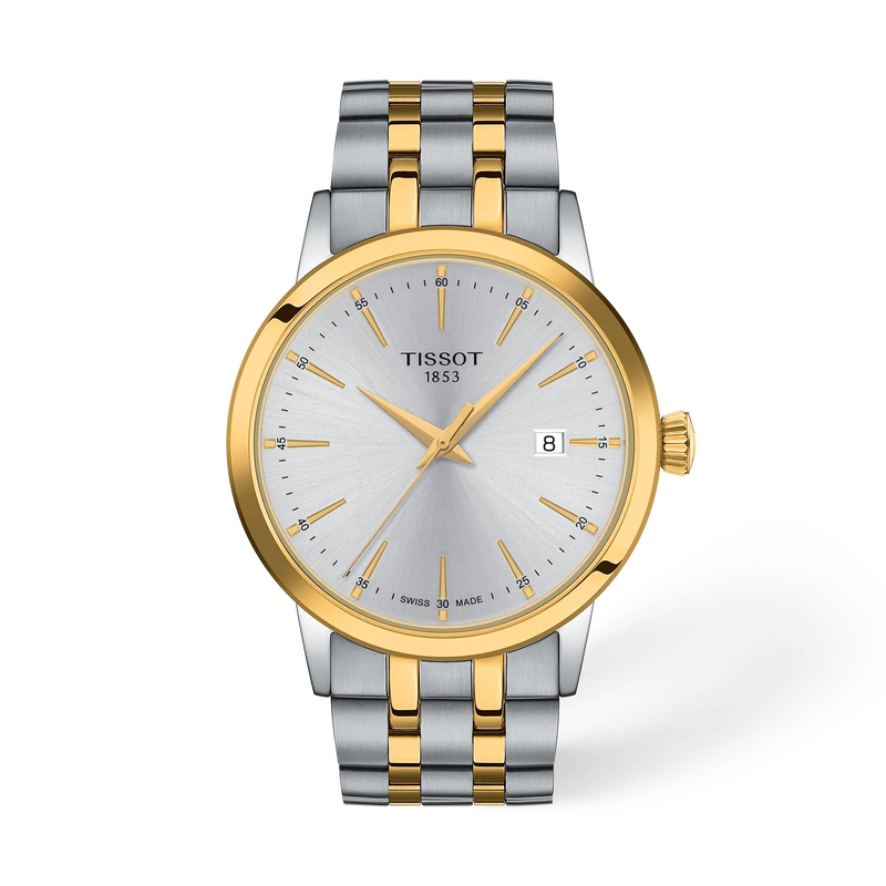 Front view of the watch Tissot Classic Dream 42mm with shadow