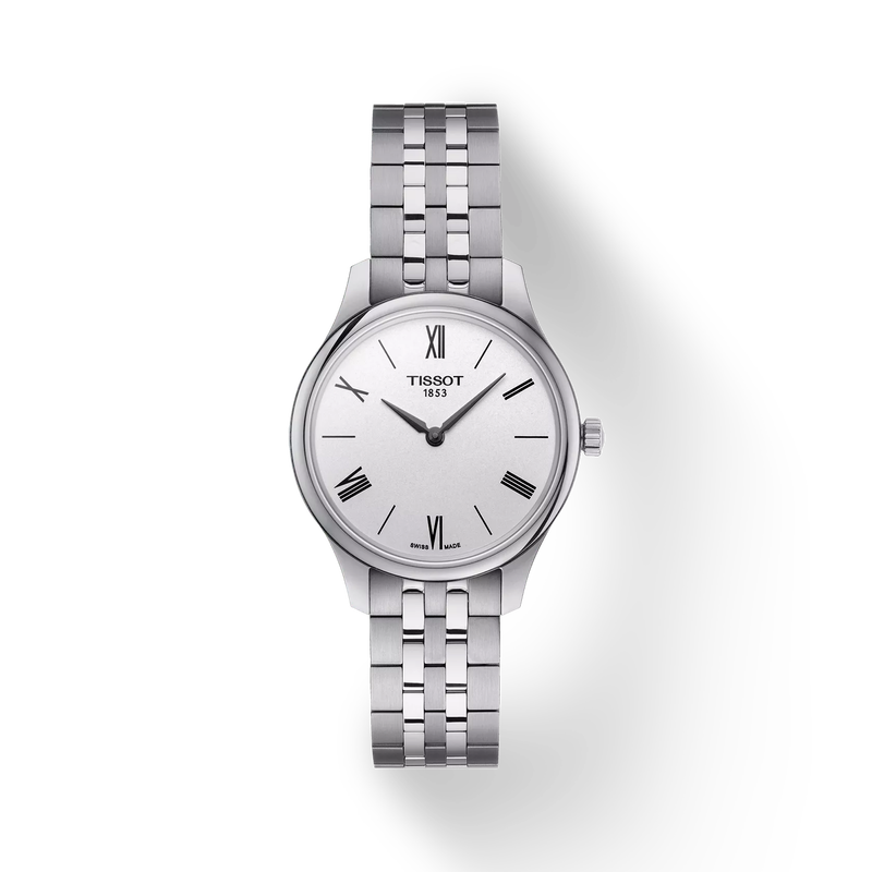 Front view of the watch Tissot Tradition 5.5 Lady (31.00) with shadow