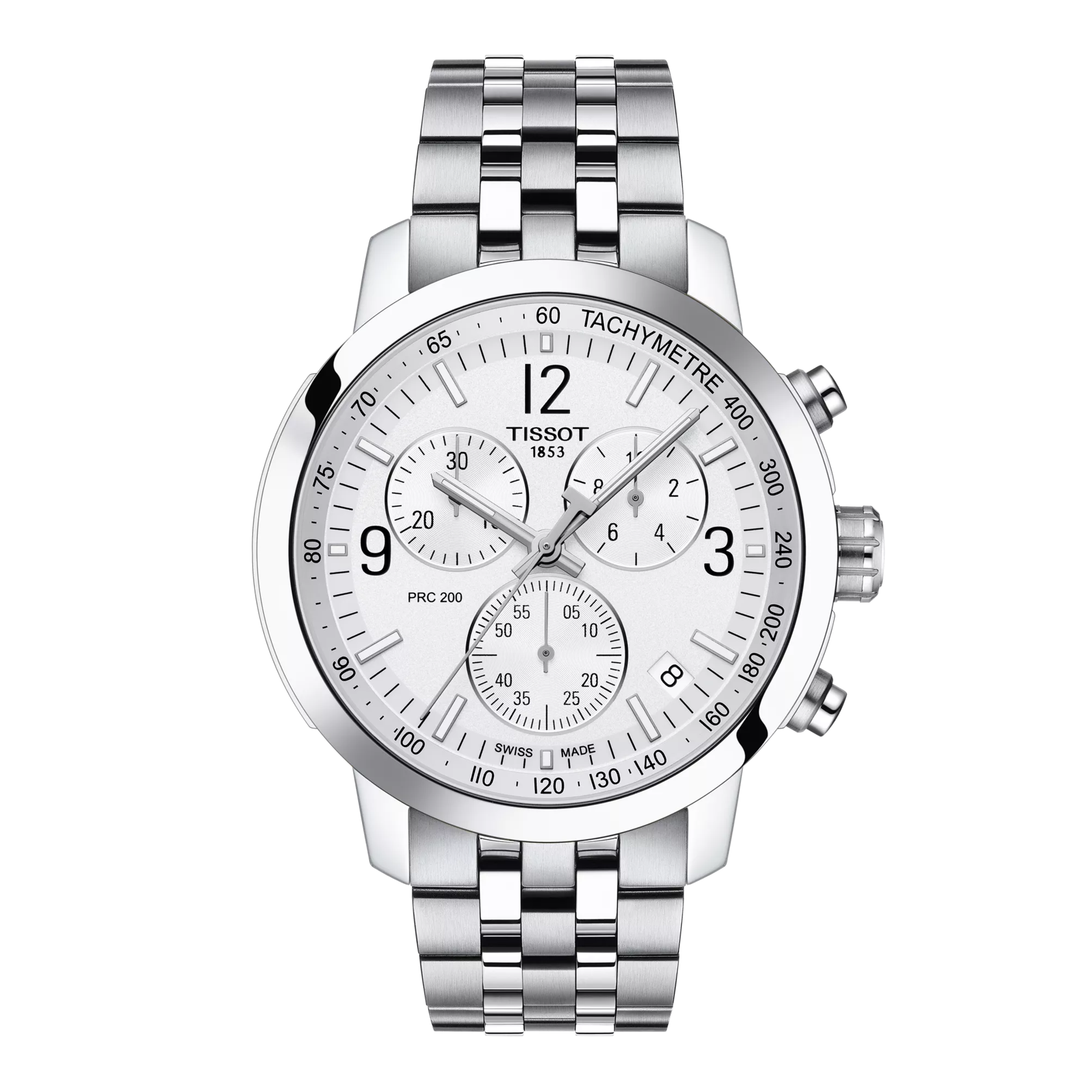 Front view of the watch Tissot PRC 200 Chronograph