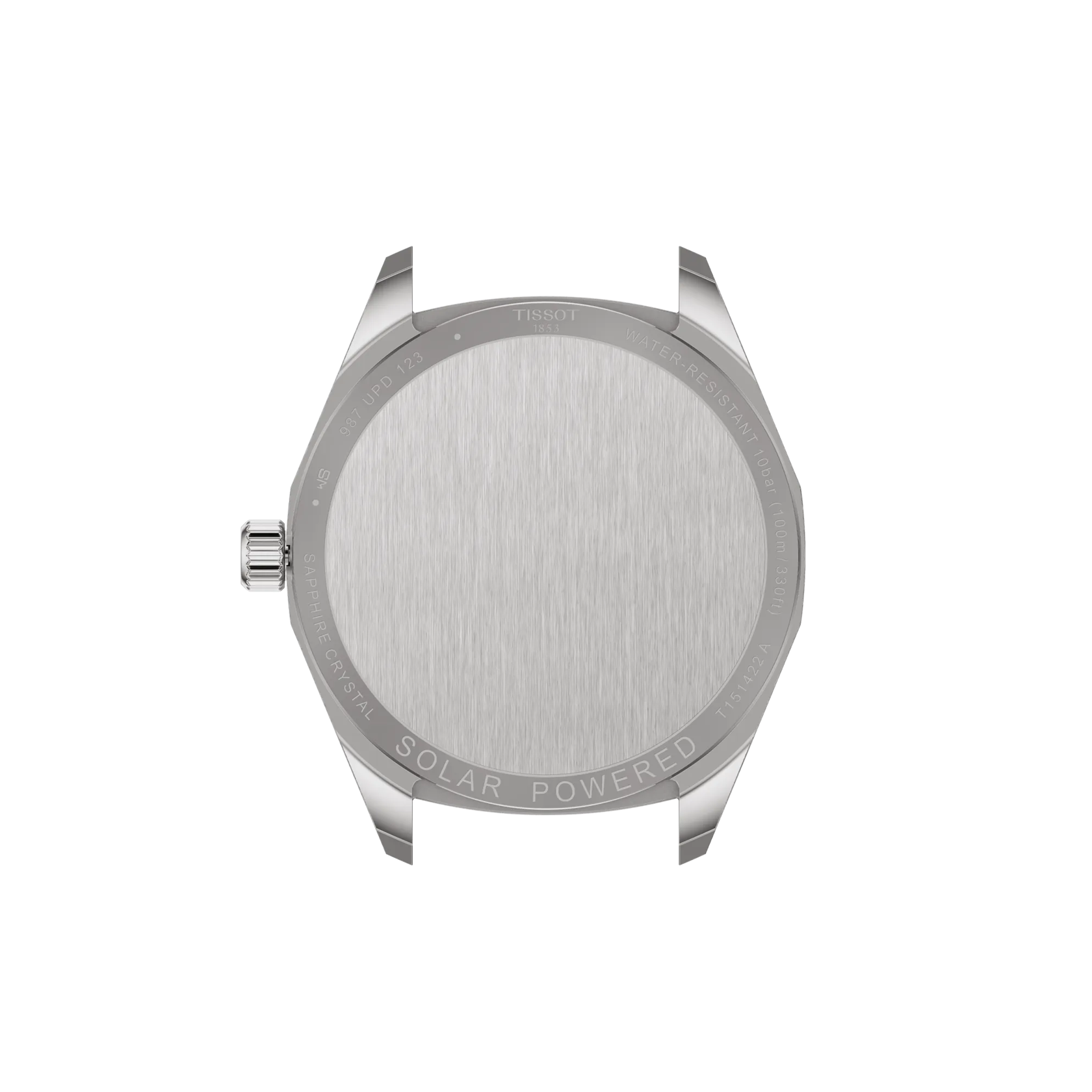 Back view of the watch case Tissot PRC 100 Solar 39mm