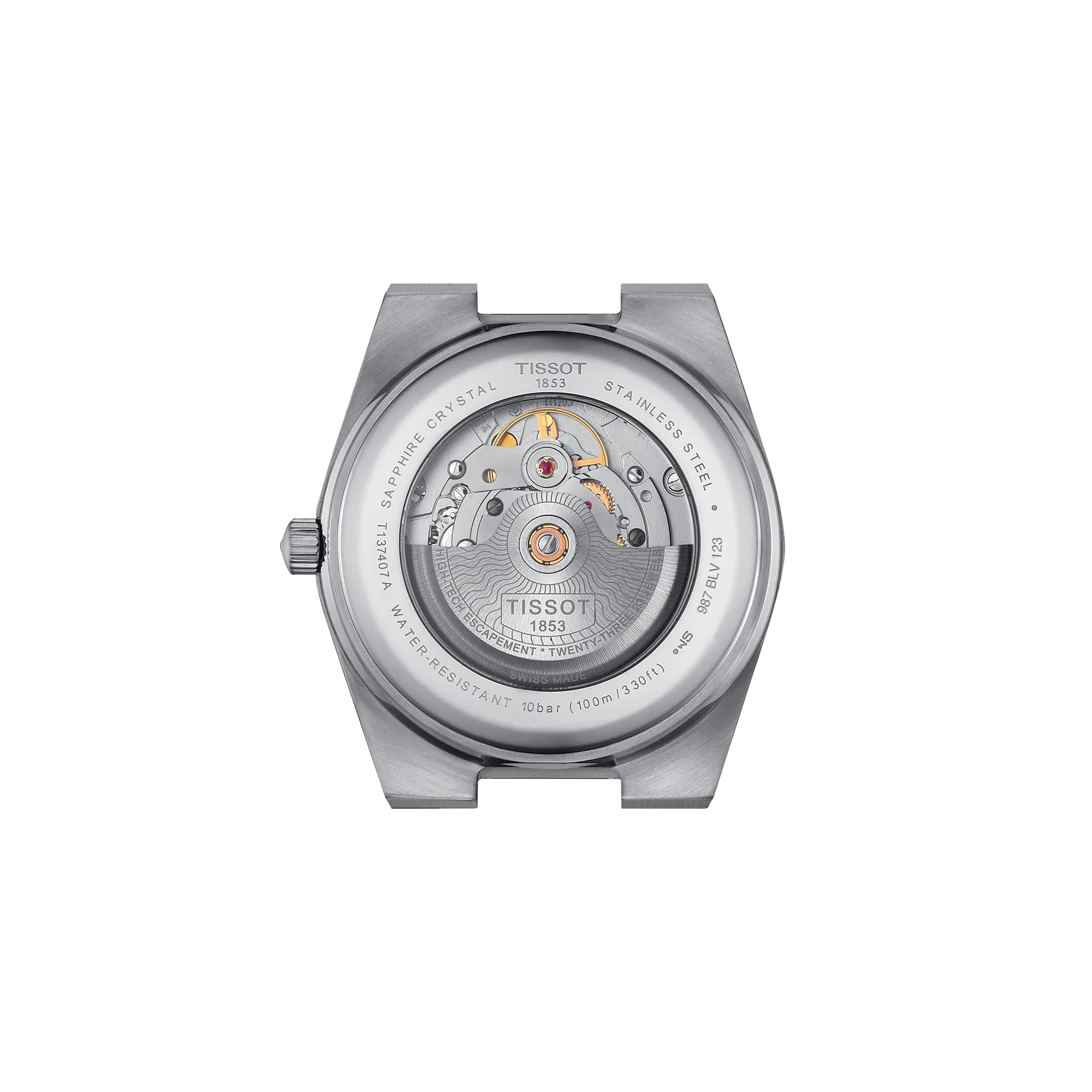 Back view of the watch case Tissot PRX 40mm