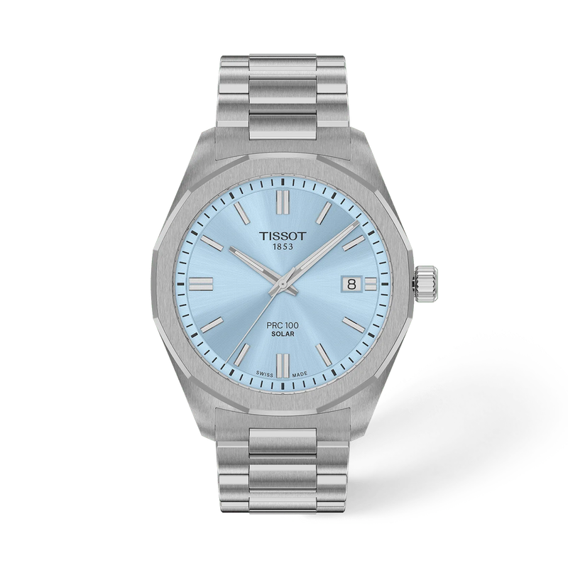 Front view of the watch Tissot PRC 100 Solar 39mm with shadow