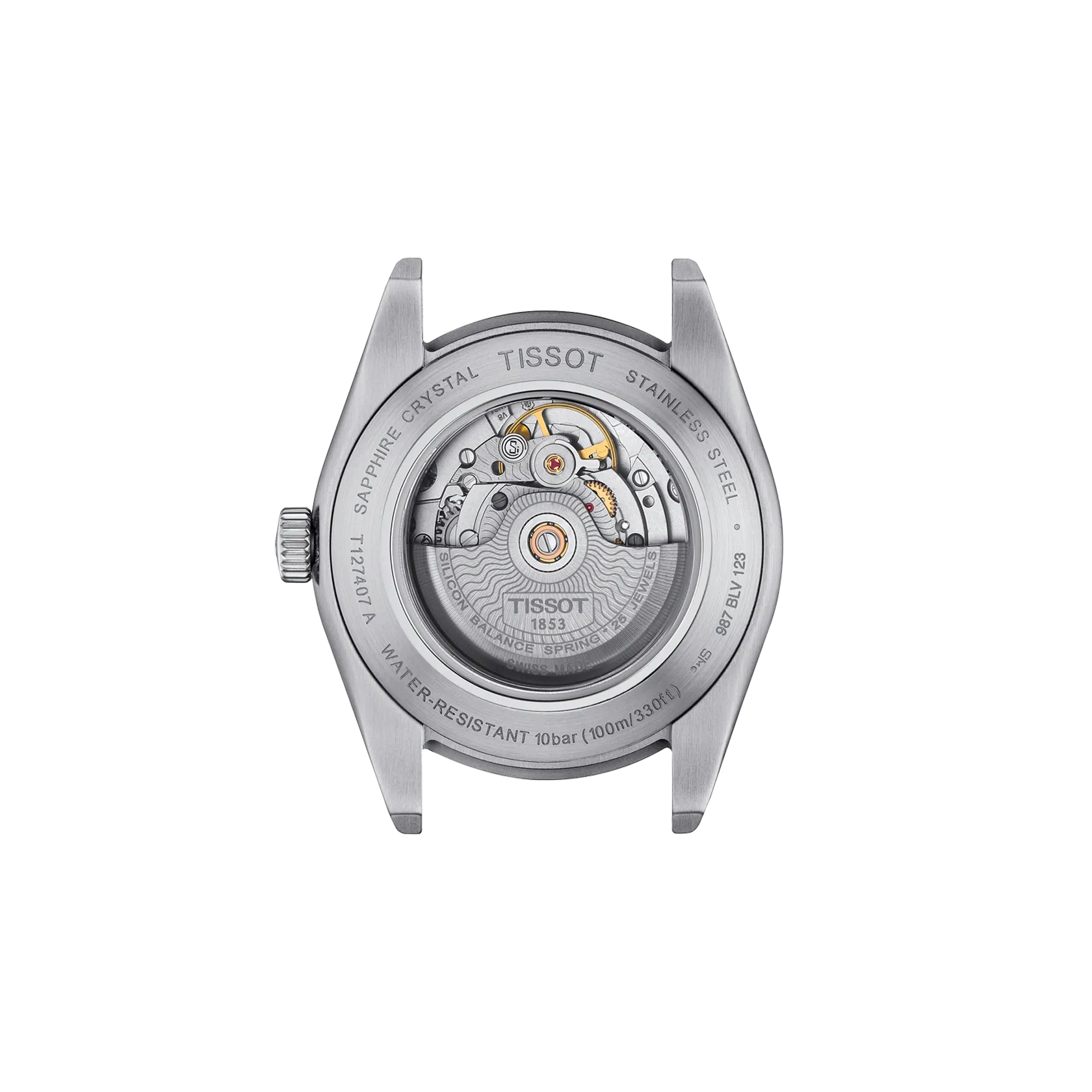 Back view of the watch case Tissot Gentleman 40mm