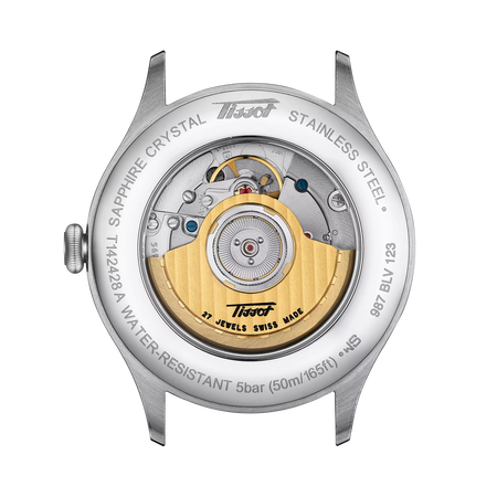 มุมมองด้านหลังของตัวเรือนนาฬิกา Tissot Heritage Small Second 1938 COSC