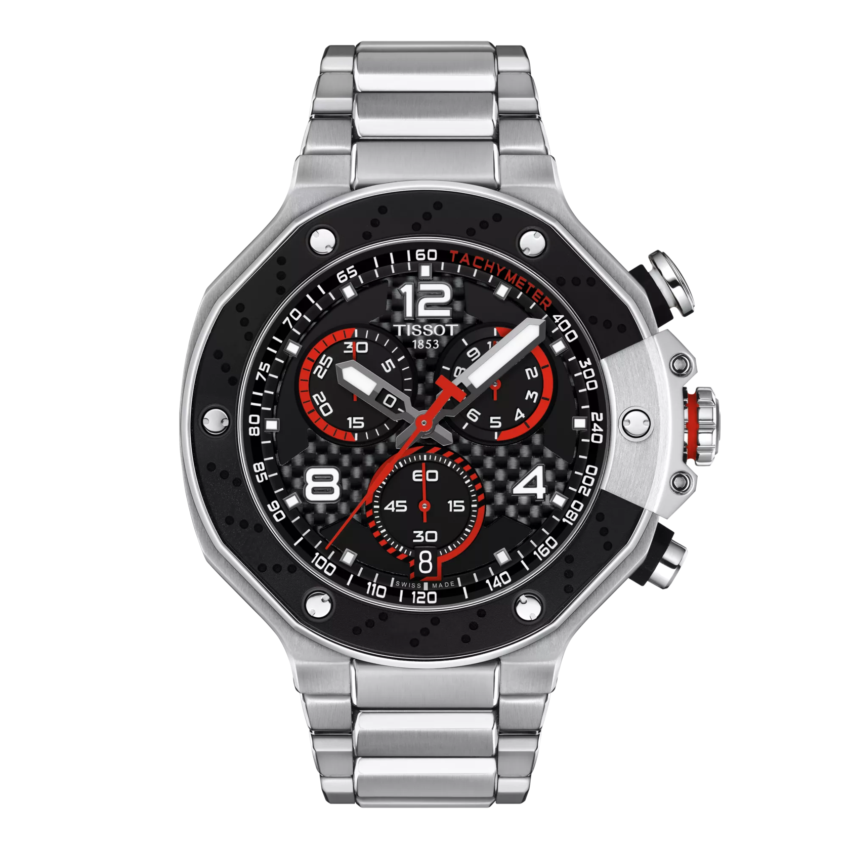 Front view of the watch Tissot T-Race MotoGP Chronograph 2022 Limited Edition