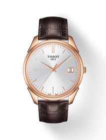 Front view of the watch Tissot Vintage Quartz NBA Special Edition 18K Gold with shadow