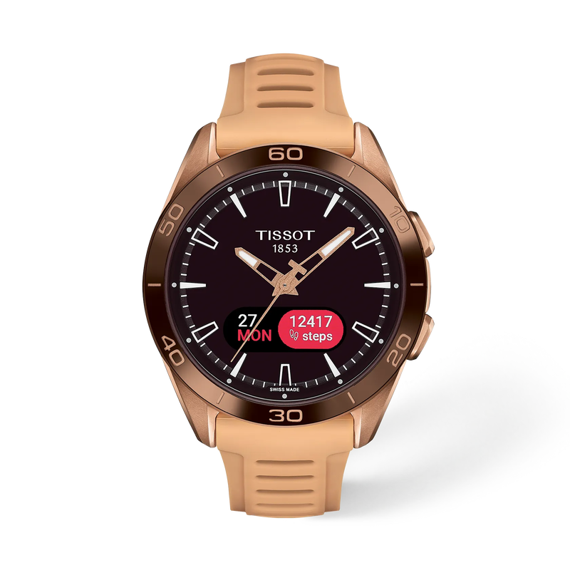 Front view of the watch Tissot T-Touch Connect Sport 43.75mm with shadow