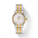 Front view of the watch Tissot Bridgeport Lady with shadow