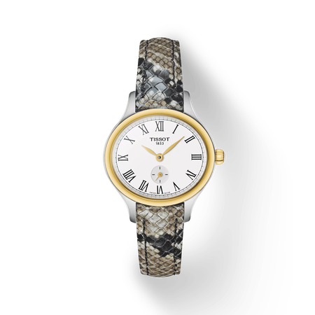 มุมมองด้านหน้าของนาฬิกา Tissot Bella Ora Piccola พร้อมเงา