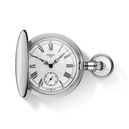 Vorderansicht der Uhr Tissot Savonnette Mechanical mit Schatten