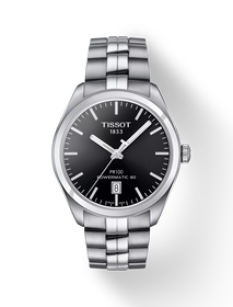 Front view of the watch Tissot PR 100 Powermatic 80 with shadow
