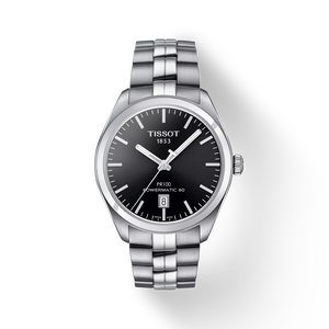 Front view of the watch Tissot PR 100 Powermatic 80 with shadow