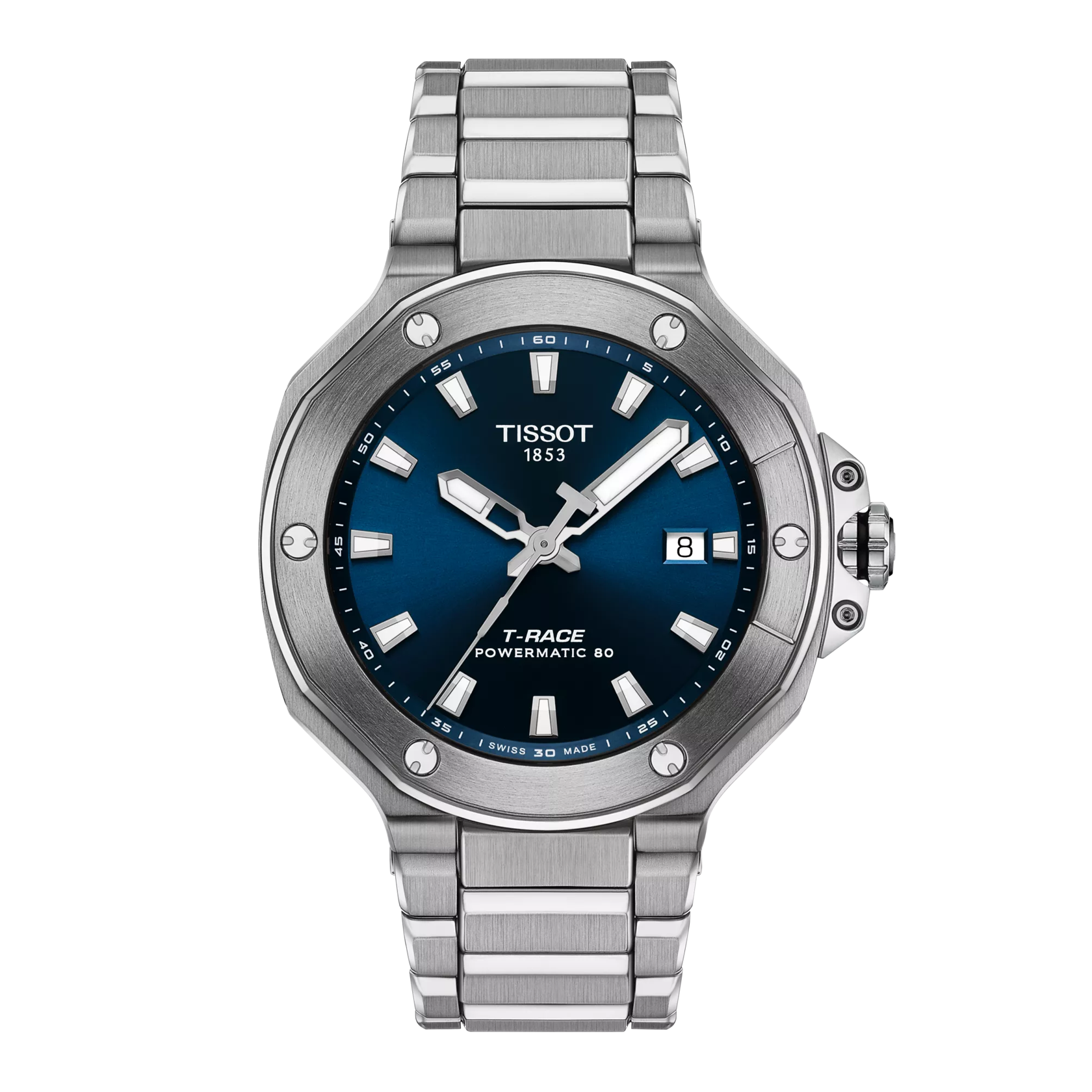 시계 전면 보기 티쏘 T-레이스 파워매틱 80 41mm