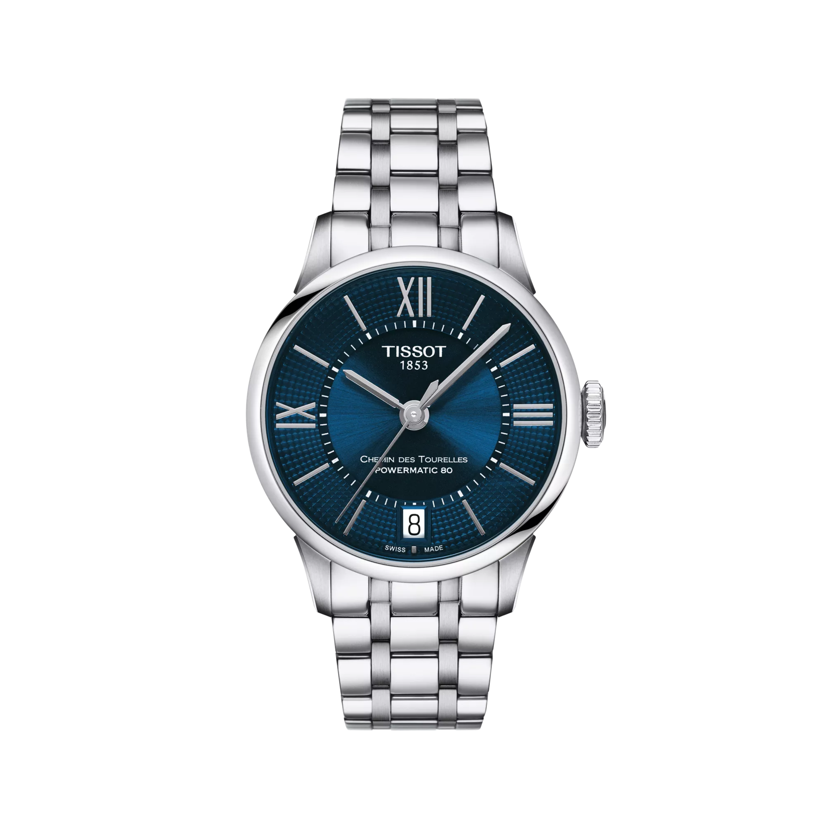 มุมมองด้านหน้าของนาฬิกา Tissot Chemin des Tourelles Powermatic 80 Lady