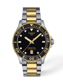 Front view of the watch Tissot Seastar 1000 40mm with shadow