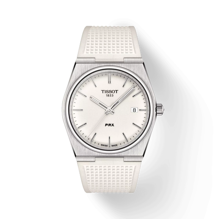 Front view of the watch Tissot PRX 40mm with shadow