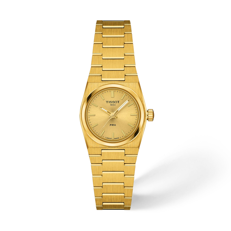 Front view of the watch Tissot PRX 25mm with shadow