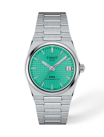 Front view of the watch Tissot PRX 35mm with shadow