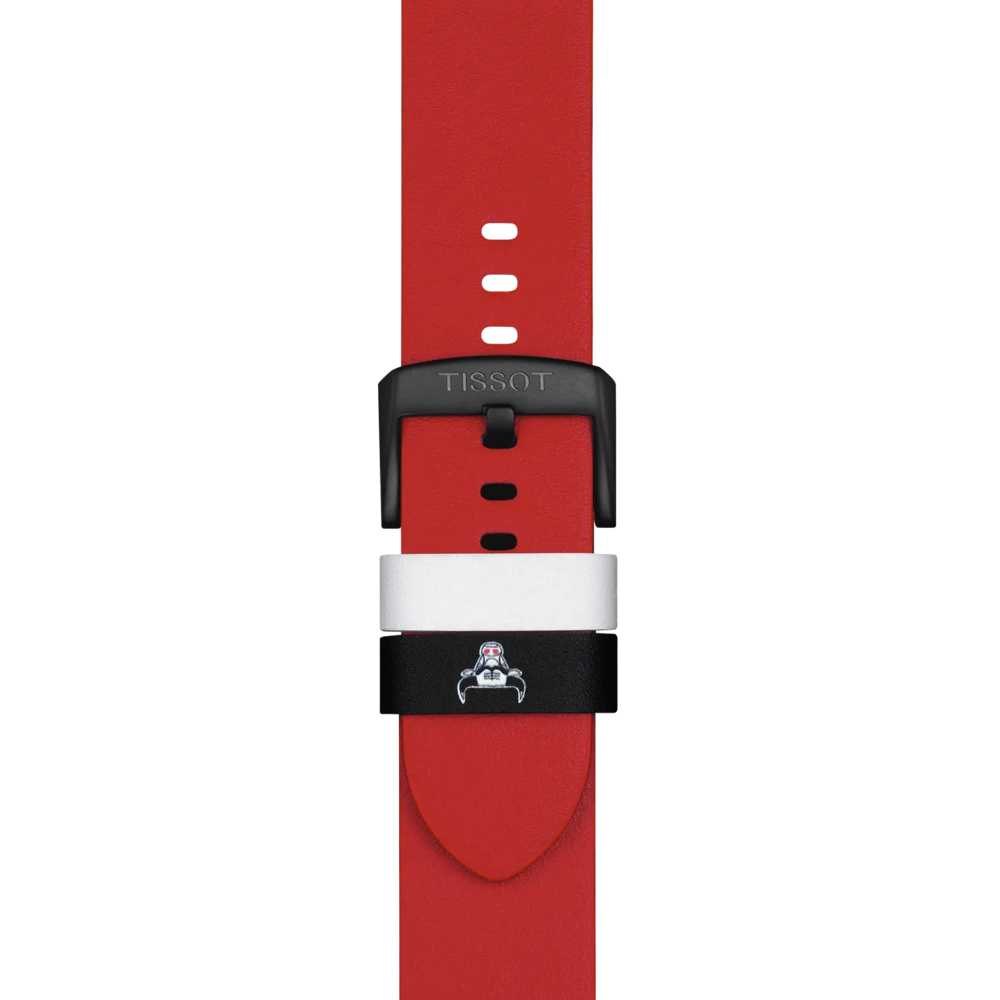 Zoom sur Bracelet Officiel Tissot Cuir Rouge Entre-cornes 22 mm