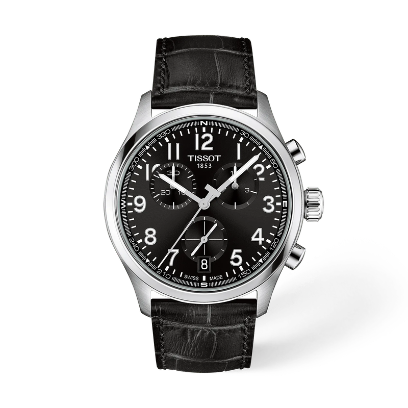 Front view of the watch Tissot Chrono L 42mm with shadow