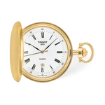 Vista frontal del reloj Tissot Savonnette 48.5mm con sombra