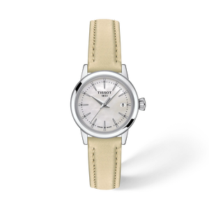 Front view of the watch 天梭Classic Dream系列28mm with shadow