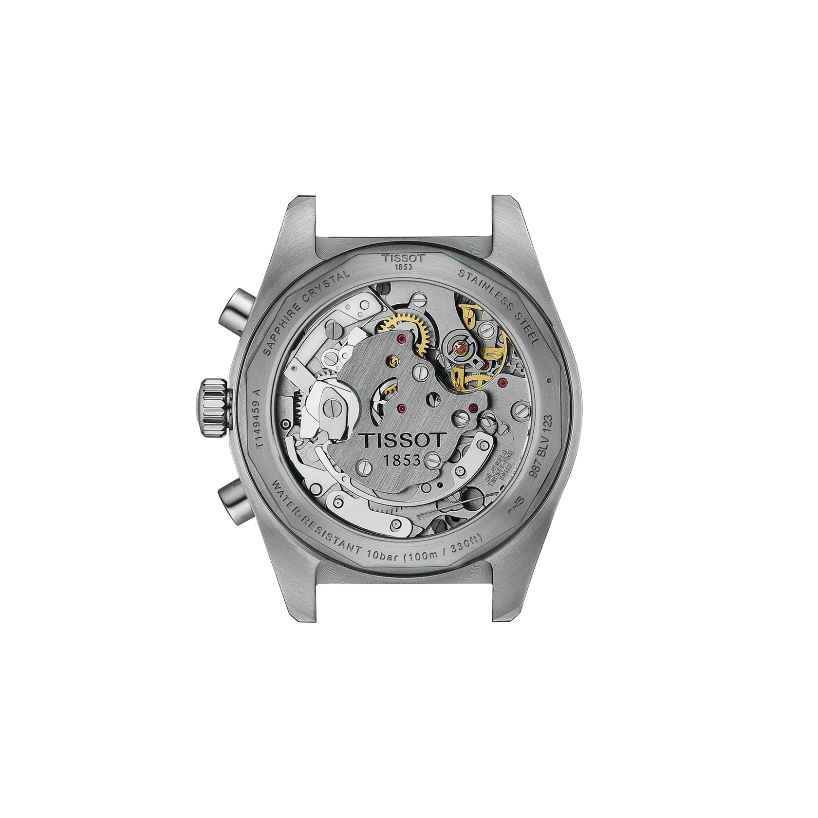 Back view of the watch case Tissot PR516 41mm