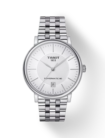Front view of the watch Tissot Carson Premium 40mm with shadow