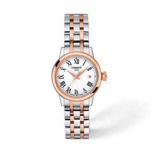 Front view of the watch Tissot Classic Dream 28mm with shadow