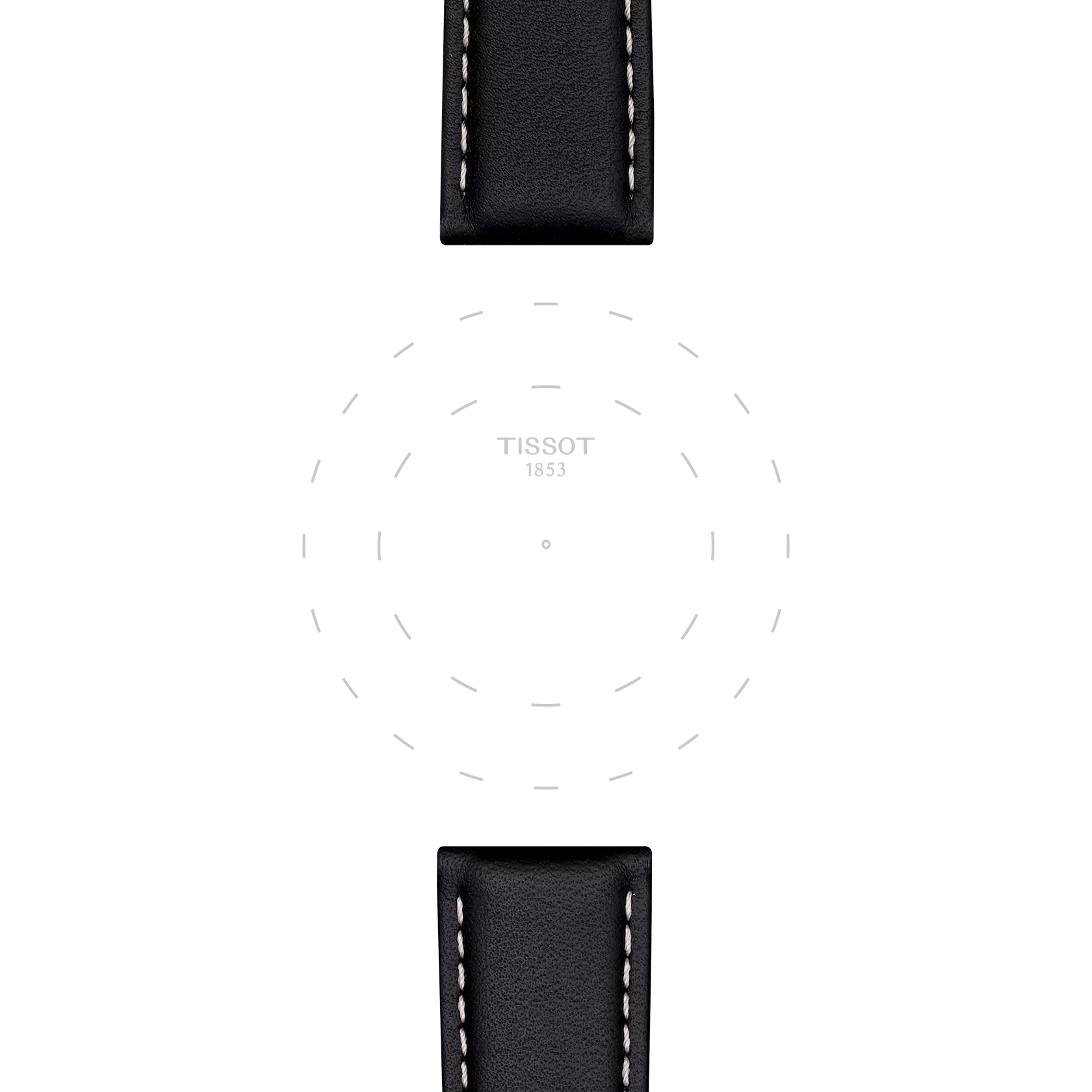 Enfoque en las asas de Correa negra de piel oficial Tissot 21 mm