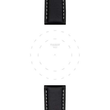 Enfoque en las asas de Correa negra de piel oficial Tissot 21 mm