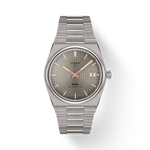 Front view of the watch Tissot PRX Titanium 38mm with shadow