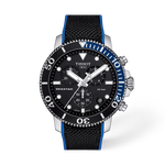 Vorderansicht der Uhr Tissot Seastar 1000 Chronograph mit Schatten