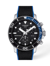 Front view of the watch Tissot Seastar 1000 Chronograph with shadow