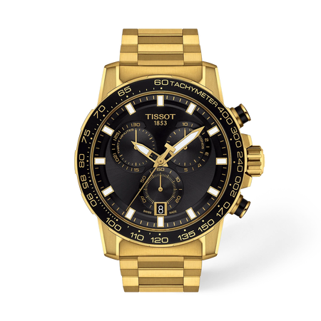 Front view of the watch Tissot Supersport Chrono 45.5mm with shadow