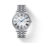 그림자가 있는 티쏘 카슨 프리미엄 40mm 시계의 전면 보기