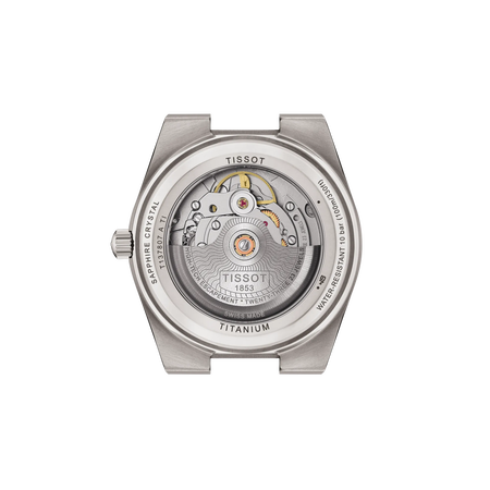 Back view of the watch case Tissot PRX Titanium 38mm