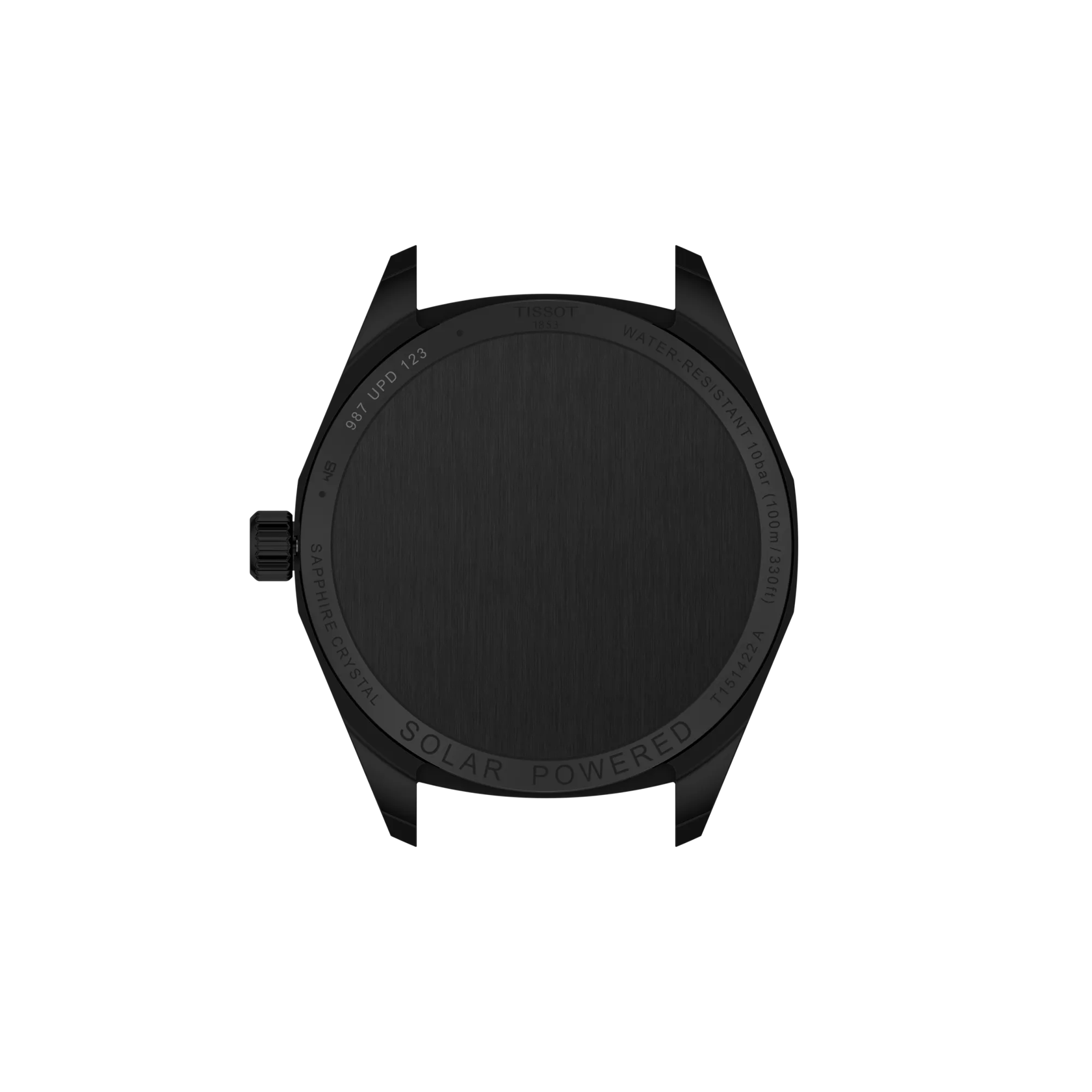 Back view of the watch case Tissot PRC 100 Solar 39mm