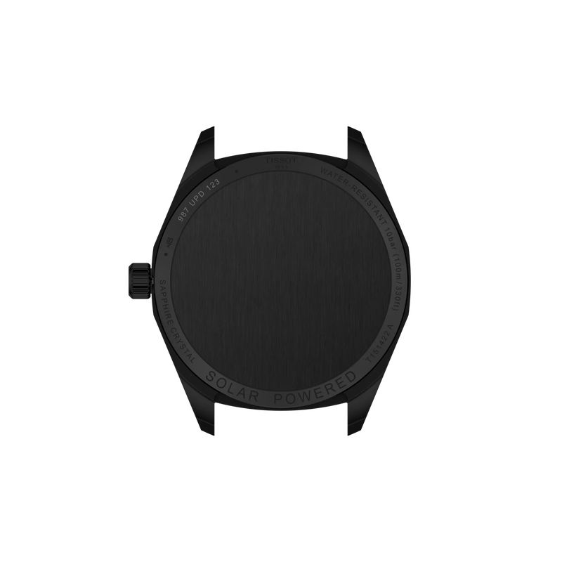 Back view of the watch case Tissot PRC 100 Solar 39mm