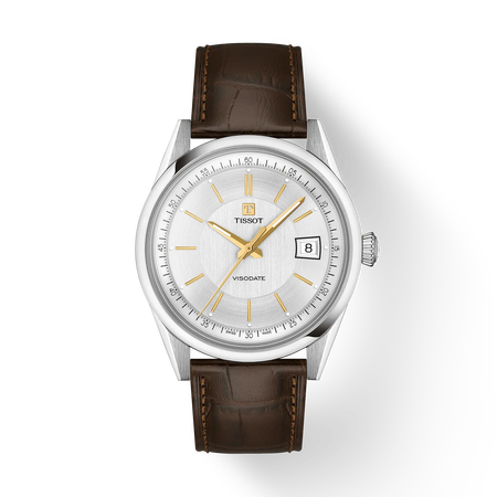 Front view of the watch Tissot Visodate 39mm with shadow