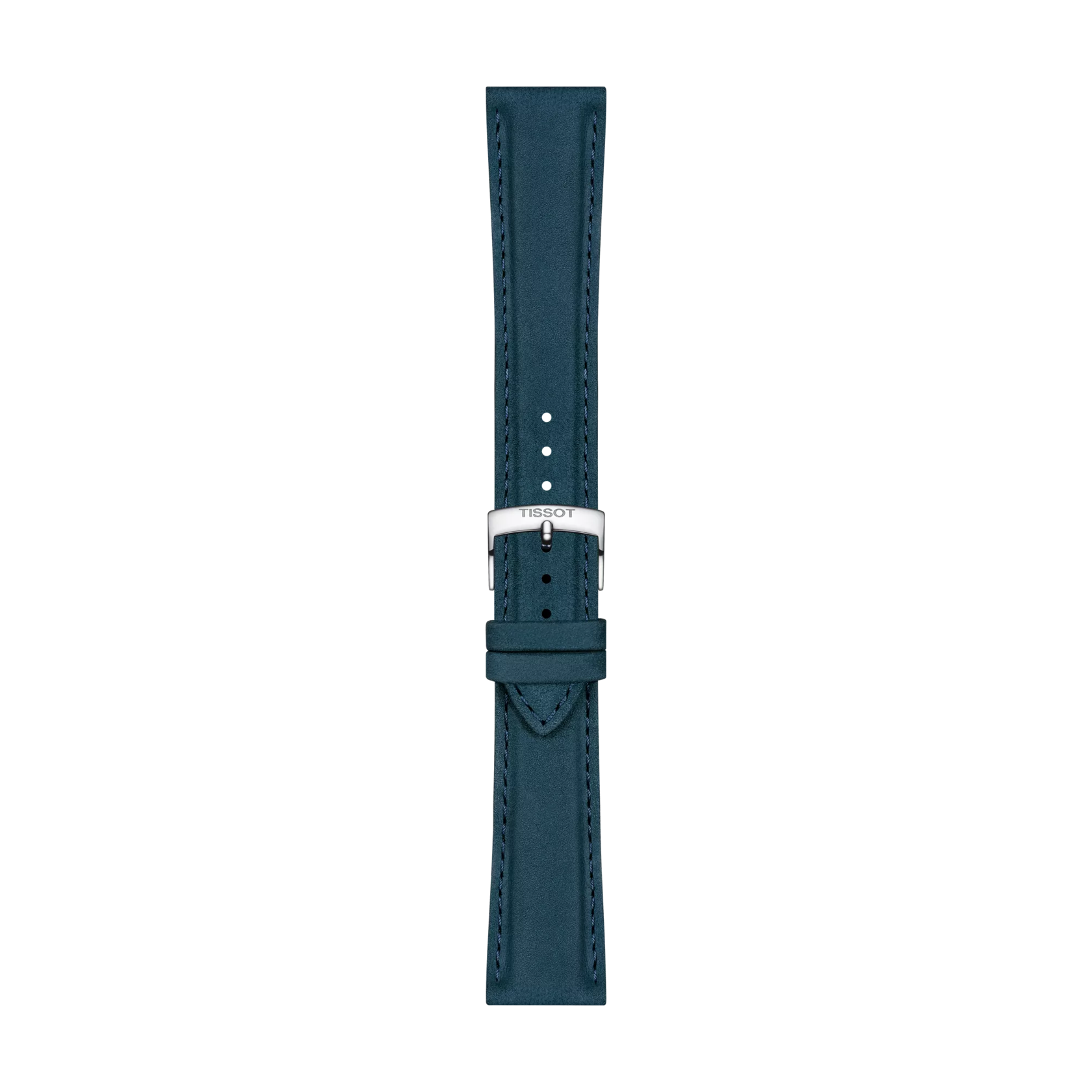 Front view of Tissot Mavi Deri Kayış Boynuz Aralığı 21 mm