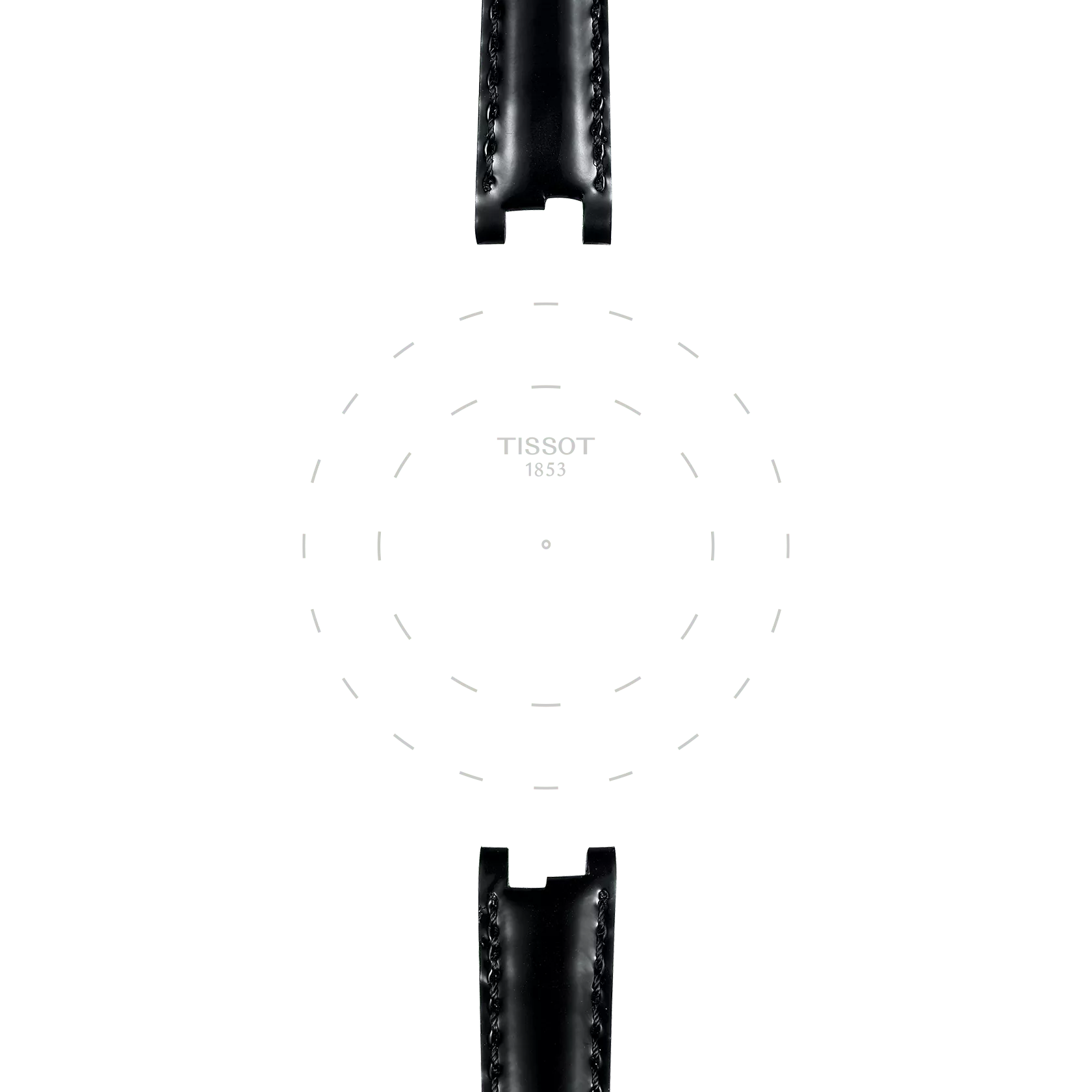 Focus on the lugs of Tissot Official Black Leather Strap Lugs 12 mm