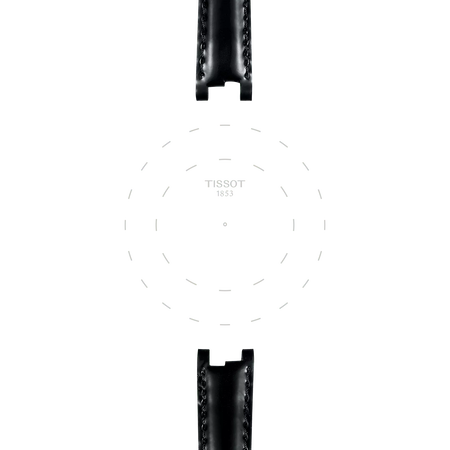 Focus on the lugs of Tissot Official Black Leather Strap Lugs 12 mm
