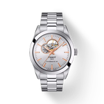Front view of the watch Tissot Gentleman Open Heart 40mm with shadow