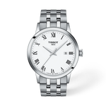 Front view of the watch Tissot Classic Dream 42mm with shadow